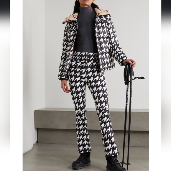 💥 Perfect Moment Aurora Houndstooth Ski Pants High Rise Black White - Picture 11 of 16